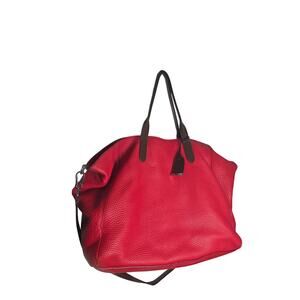 Cole Haan Pebbled Leather Large Hobo Bag Red Pink Shoulder Crossbody Purse